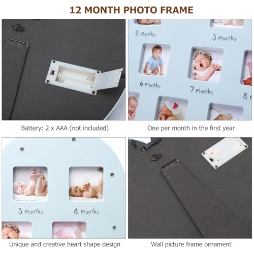 Cadre photo 12 mois bébé lumineux de cœur 335x32 cm Mikinona pour mur