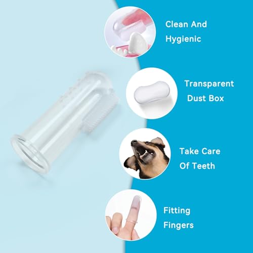 Image of Dog Toothbrush, 3 Pack Finger Tooth Brushing Kit, Food Grade Silicone Pet Toothbrush for Dogs & Cat Small Breed, Dog Toothbrush for Teeth Cleaning and Dental Care