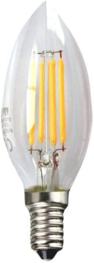 Silver Electronics LED Filament Candle Bulb E14, 4W [Energy Efficiency Class A + +] [Energy Class A++]