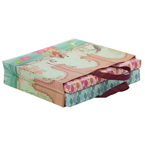 Image of Lavya Large Size Pack of 20 Pcs Reusable Non-Woven Laminated Gift Bags, Wedding Gifts, Shagun, Traditional Gifting, Saree Mithai Chandi Carry Bag (Wedding Special MultiColor, L-16x14x4)