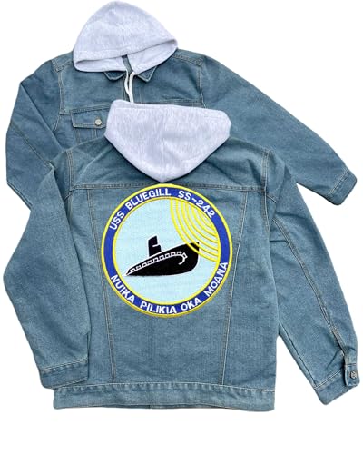 ss 242 uss bluegill embroidered patch hood jean jacket