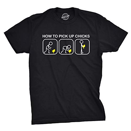 Funny Easter T-Shirt for Men How to Pick Up Chicks Graphic Tee Sarcastic Humor Shirt Novelty Gag Gift and Party Outfit - Black XL