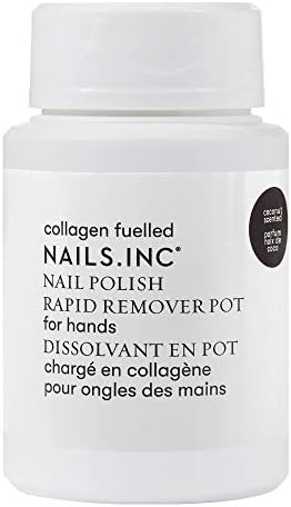 Nails.INC Rapid Nail Polish Remover Pot, Formulated with Collagen to Promote Nail Strength and Growth, Coconut Scented, Acetone Free, Cruelty Free, Vegan