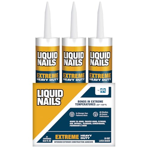 Image of Liquid Nails Extreme Heavy Duty 10 oz. White Latex-Based Interior /Exterior Construction Adhesive Low VOC, 12 Pack