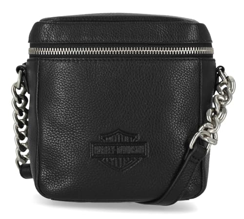 Harley-Davidson Women's Bar & Shield Chain Leather Crossbody Purse - Black