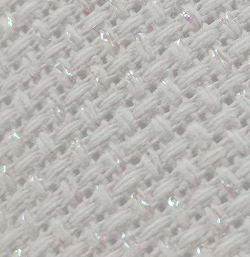 Image of 12 inch x 59 inch 14CT Counted Cotton Aida Cloth Cross Stitch Fabric (White Opal)