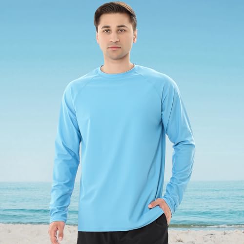 ESTAMICO 2 Pack Men Rash Guard Quick Dry Long Sleeve Swim Shirts UPF 50+ UV Sun Protection Swim Tee2