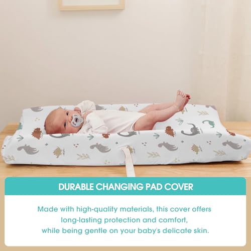 Image of BROLEX Changing Pad Covers for Baby: Boy Girls Ultra Stretchy Soft 2 Pack, Cute Dinosaurs