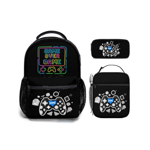 Kids Backpack With Lunch Box, Lightweight School 3 Set, Kids Game Backpack Set, Children Teens Elementary Middle School Christmas