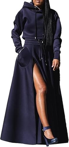 Lymeral Womens 2 Piece Long Dress Sets Fall Casual Cropped