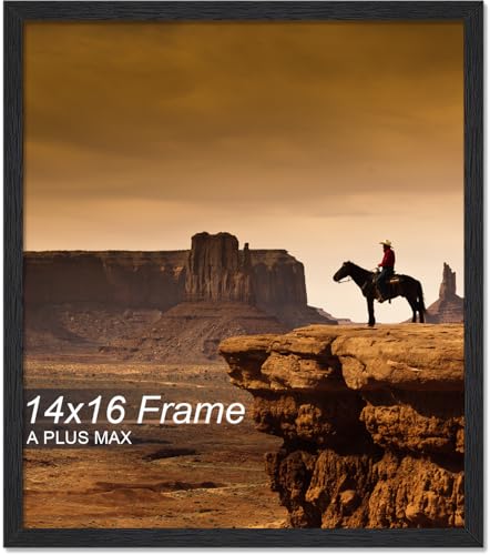 A PLUS MAX 14x16 Picture Frame, Black Engineered Wood Frame for 14 x 16 Inch Picture Poster Photo, Light Weight 14 by 16 Frame with Wood-grain for Wall - 1 Pack/Black/14 x16