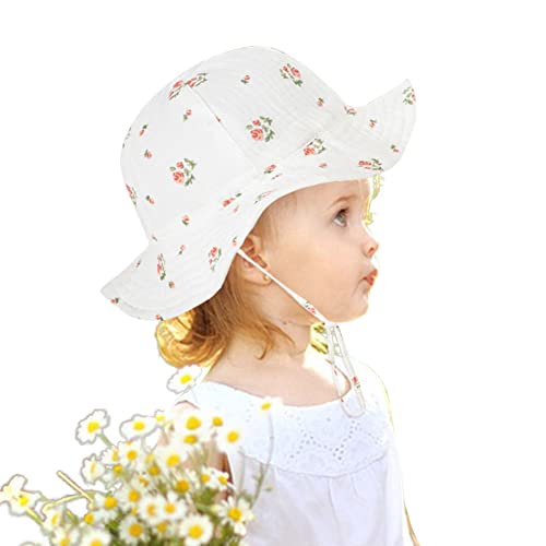 IKASEFU Chapéu de sol para bebê, chapéu de algodão puro, proteção solar, chapéu de criança com balde