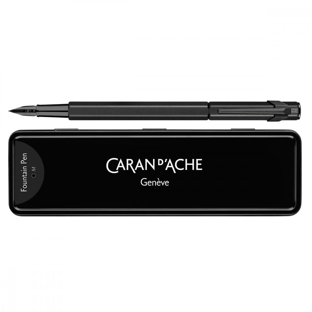 Caran d'Ache 849™ Black Code Füllfederhalter aus Aluminium, Schwarz, Stärke: M, 0840.496