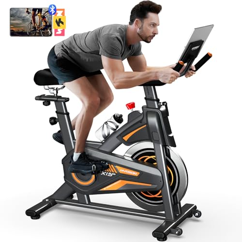 HARISON Magnetic Exercise bike/Pro Stationary Bike for Home 380lbs Capacity with Bluetooth, Indoor Cycling Bike with iPad Holder & Comfortable Seat Cushion