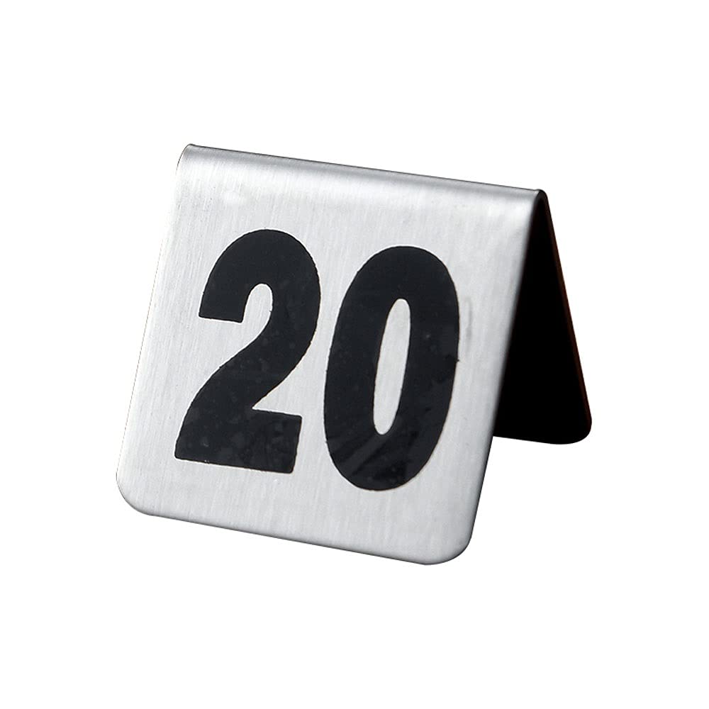 Numery stołów w stylu namiotu, Numery stołów ze stali nierdzewnej, dwustronne, czarne, w stylu namiotu, 5 x 5 x 5 cm, 2 x 2 x 2 cale(11-20)