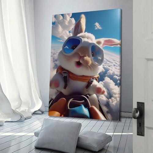 Poster grand angle lapin blanc décoration murale moderne toile 40x60 - 3