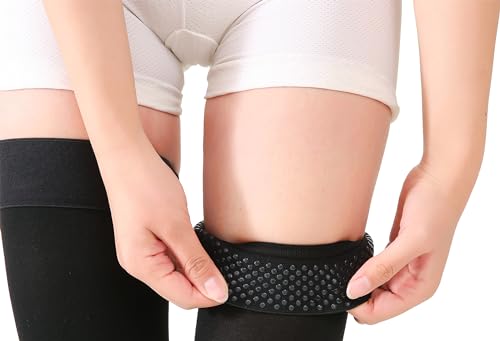 Image of TOFLY 1 Pair Thigh High Open Toe Compression Stockings 15-20mmHg-Comfortable Unisex Design with Silicone Dot Band -Black, X-Large