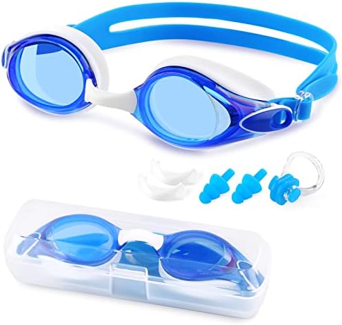 COOLOO Swimming Goggles Adult , Anti Fog UV Protection Swim Goggles for Men Women, Goggles Swimming for Kids Children Boys Girls with Earplugs and Nose Clips