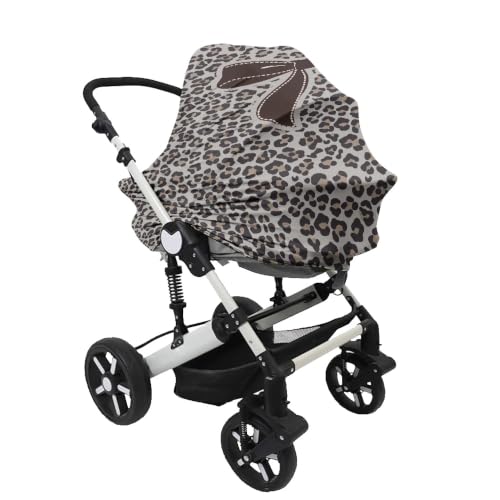 Image of Leopard Print Bow Car Seat Cover Baby Breathable Nursing Covers