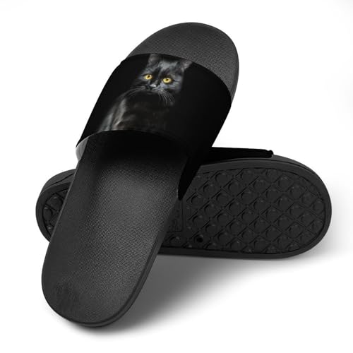 Claquettes femme chat noir : pantoufles de bain et chaussons de maison - 5