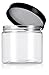 16 oz Clear PET Plastic (BPA Free) Large Refillable Jar with Black Smooth Lids (6 pack)