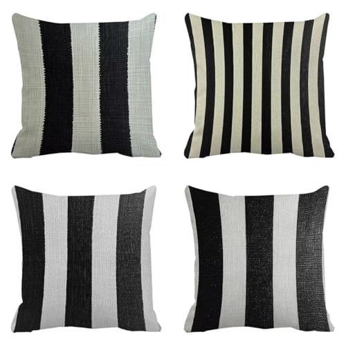 Housse de coussin imperméable 65x65 cm haut de gamme aspect lin noir pour fauteuil chaise - 2