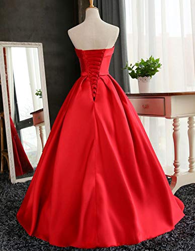 Strapless Prom Dresses Long Satin Ball Gown Formal Dress for Women Evening Dress with Pockets3