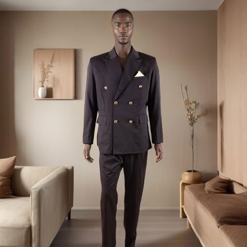 African Suits for Men Double Breasted Slim Fit Jackets and Trousers 2 Piece Set Slim Fit Business Suit3