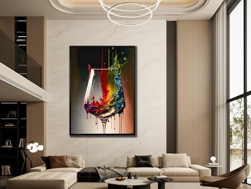 Verre à vin abstrait en affiche et impression sur toile de 70x100cm