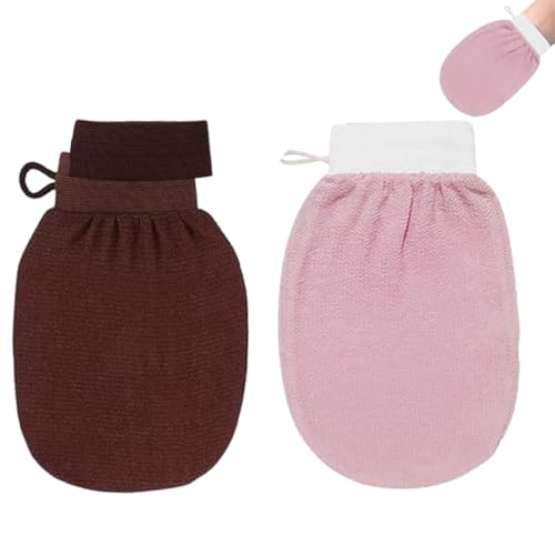 IEBTAWN 2 Piezas Guante Exfoliante Limpia Los Poros En Profundidad Para Cuerpo Y Cara - Esponja De Ducha Para Peeling & Body Scrub - Guante De Masaje