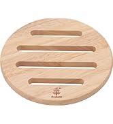 不二貿易 鍋敷き トリベット 縦17×横17×高さ1.2cm ナチュラル ラウンド 丸型 木製 天然木 ポットマット ボヌール 96034