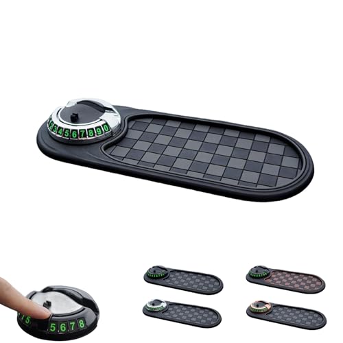 S-SNAIL-OO Multifunction Car Anti-Slip Mat Multifunction Car Dashboard Mobile Phone Holder with Temporary Parking Number Pad for Phones Sunglasses Keys Gadgets (Gray-Silver)