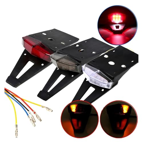 Luz trasera para motocicleta universal de 12V con soporte de matrícula transparente 7