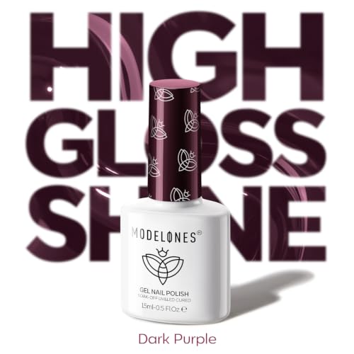 Image of modelones Dark Purple Gel Nail Polish 15ML, Hema Free Pastel Soak-Off UV Fall Gel Polish - 28+Days Long-Lasting Nail Art DIY Manicure Kit Home Salon Women Gifts