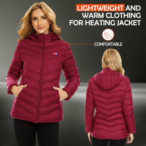 Heated Jacket for women with 2PCS 10000mAh Power Bank, Heating Areas Winter Slim Fit Jackets