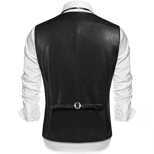 Mens Leather Vest Casual Single Breasted Western Suit Vest Jacket Lightweight V-Neck Wedding Party Dress Waistcoat2