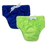 2-Pack KaWaii Baby Reusable Swim Cloth Diaper for Baby, Toddler, Children (Green & Blue), Medium 24–