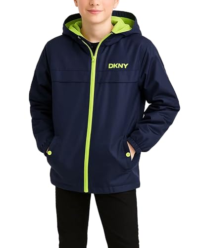 Image of DKNY Boys Fleece Jacket - Water and Wind Resistant Polar Fleece Lined Boys Windbreaker Jacket - Cozy Outerwear Kids Jackets