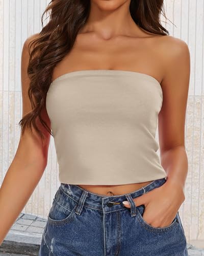 Image of Summer Tube Tops Basic Crop Tops for Women Strapless Tank Casual Tunics Sexy Short Shirts 2026