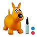 Relaxdays Hopping Dog, Air Pump Included, Up to Free, Space Hopper Chien Ballon Sauteur Cheval avec Pompe Gonflable Jouet Jeux Enfant Animaux 50 kg sans BPA, 10024990_48, Jaune, 50 x 26 x 60 cm