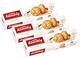 3x100g Crunchy Nut Cookies - Florentin Biscuits - Fine Pastries with Caramelized Almonds and Milk Chocolat 10.58 Oz/Kambly, Germany