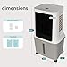 SereneLife Portable Swamp Cooler Air Conditioner - 2500 CFM Airflow, 8 Gallon Water Tank Portable Evaporative Air Cooler for Room & Outdoors, WiFi, Humidifier & Fan Modes, Ice Packs & Remote Included