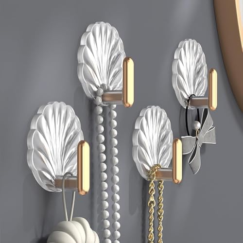 Image of 3 PCS Golden Flower Self Adhesive Wall Hooks Heavy Duty Stick On Decorative Hangers for Clothes Keys Bags Towels & Photo Frames Strong No Drill Wall Hook for Home Kitchen & Bathroom