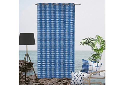 Soleil d'ocre Curtain, Cotton, Blue, 140 x 250 cm, W 55.1" x L 98.4" (1 Panels)