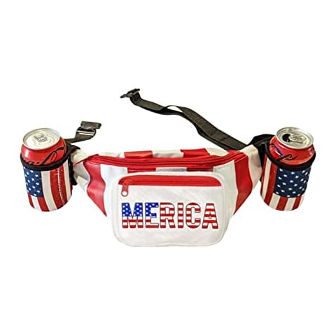 HandinHandCreations USA Merica Beverage Belt Fanny Pack Holster All American Classic Costume 4th of July Cover