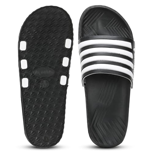 Image of Aqualite AL-191 Men Slides Slipper with Slip-on wear, Comfort and Flat Base Flipflop for dailywear uses.