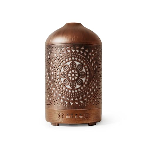 Earnest Living Diffusore di oli essenziali Diffusore in metallo 100 ml Timer Luci notturne e funzione di spegnimento automatico Umidificatore domestico Diffusori di aromaterapia per oli essenziali