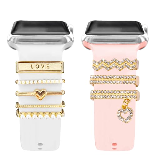8 Piezas Accesorios de Correa para Relojes Inteligentes, Encantos de Joyería para Apple Watch Bands, Compatible con Todas las Pulseras