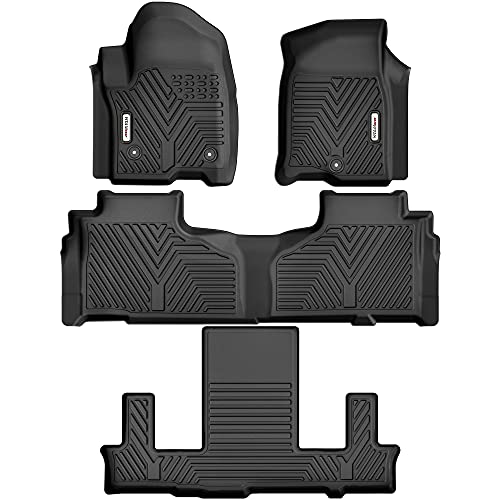 YITAMOTOR 3 Rows Floor Mats Compatible with 2021-2023 Chevrolet Tahoe/GMC Yukon/Cadillac Escalade with 2nd Row Bucket Seats, Custom Fit Black TPE Floor Liners 1st & 2nd 3rd Row All-Weather Protection