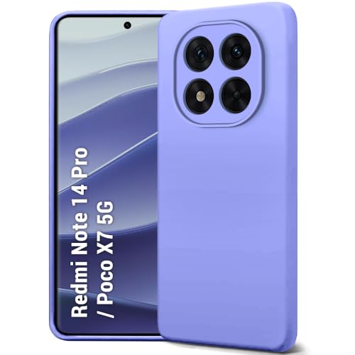Image of TheGiftKart Liquid Silicone Back Cover Case for Mi Redmi Note 14 Pro /Poco X7 5G | Soft Micro-Fibre Lining Inside | Camera & Screen Protection | Shockproof Back Cover Case (Silicone, Purple)